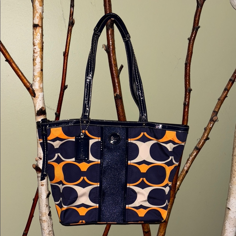 Coach Blue, Orange, Cream vintage Bag